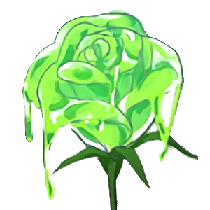A toxic green jellylike rose, like the banana in Steins;Gate.